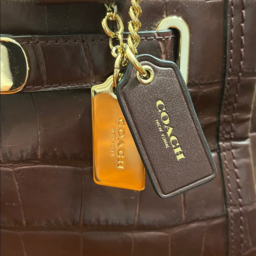 Coach Swagger 27 Croc embossed leather crossbody satchel #E1677 37493 - Picture 4 of 14